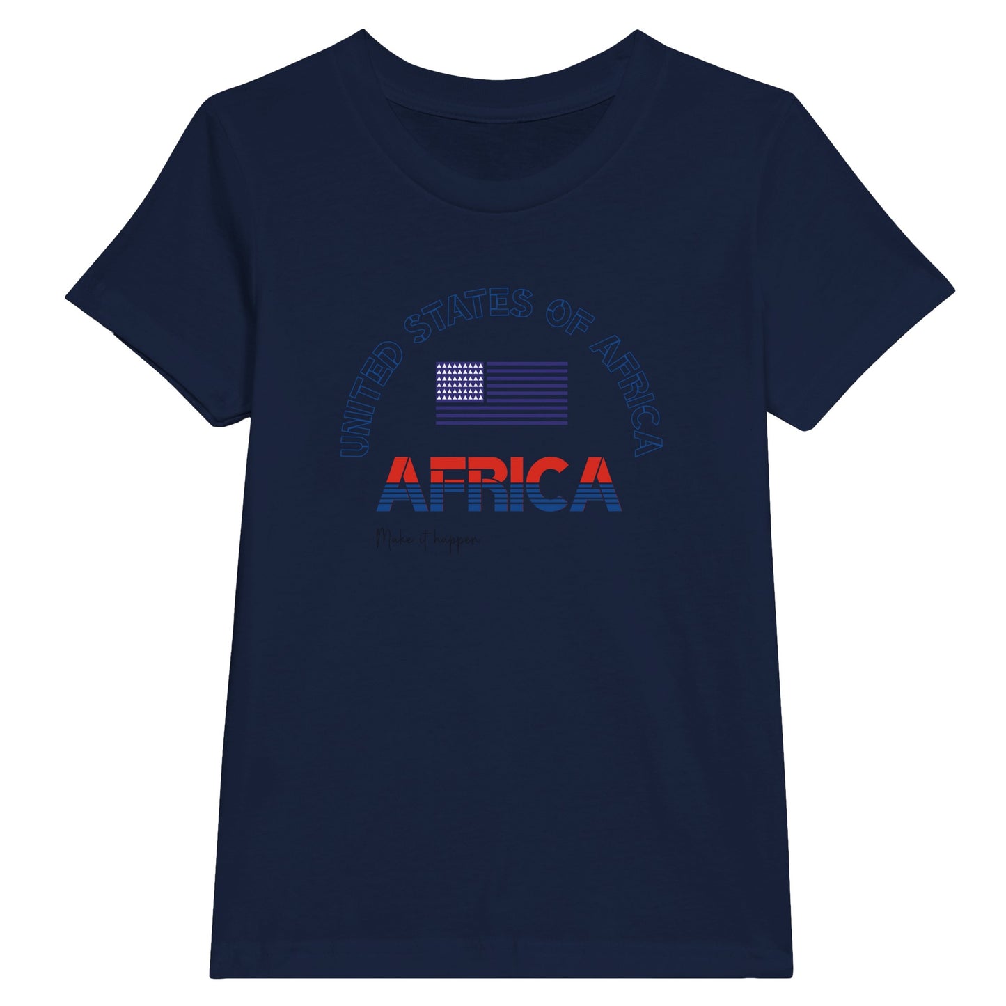 The AFRICH Kids White T-Shirt for the United States of Africa celebrates unity and pride across all 54 nations. Made from soft, high-quality fabric, it offers comfort and style for every child. This bold T-shirt lets kids proudly represent Africa’s future with every wear—bright, united, and full of promise.