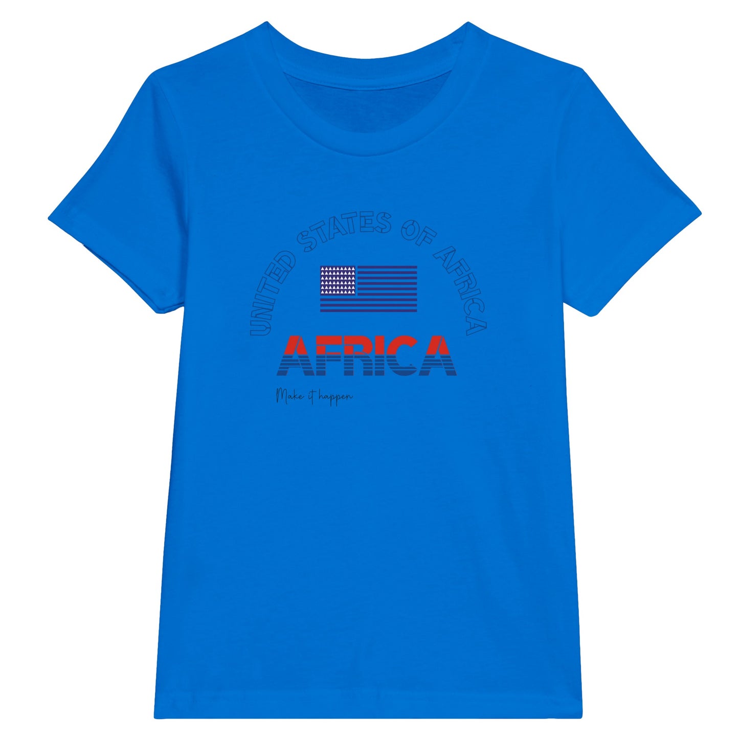 The AFRICH Kids White T-Shirt for the United States of Africa celebrates unity and pride across all 54 nations. Made from soft, high-quality fabric, it offers comfort and style for every child. This bold T-shirt lets kids proudly represent Africa’s future with every wear—bright, united, and full of promise.